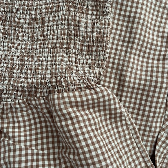 house of harlow 1960 plaid light salmon and white small jumpsuit - Picture 6 of 6